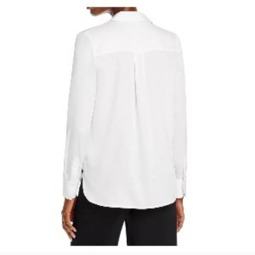 Vince Women's Plus Slim Fitted Silk Stretch Blouse White Long Sleeve 3XL - Picture 2 of 8